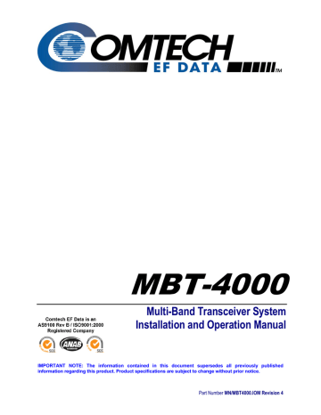 Comtech EF Data MBT-4000 Installation and Operation Manual | Manualzz Comtech EF Data MBT-4000 Installation and Operation Manual | Manualzz