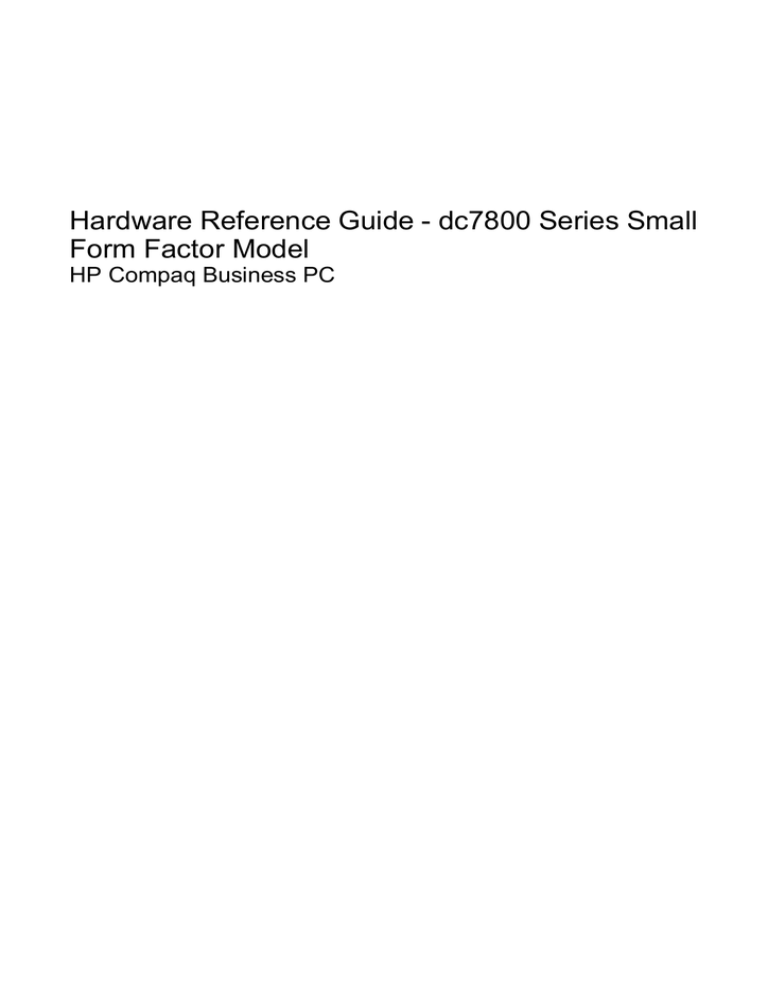 HP 7800 Reference guide HP 7800 Reference guide