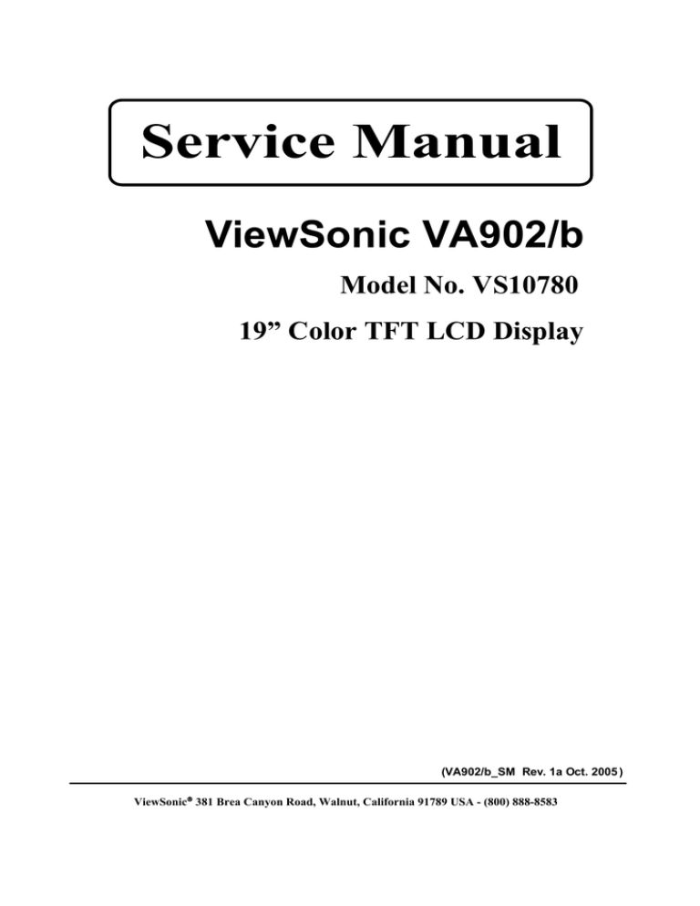 ViewSonic VA902, VA902B - 19 ViewSonic VA902, VA902B - 19