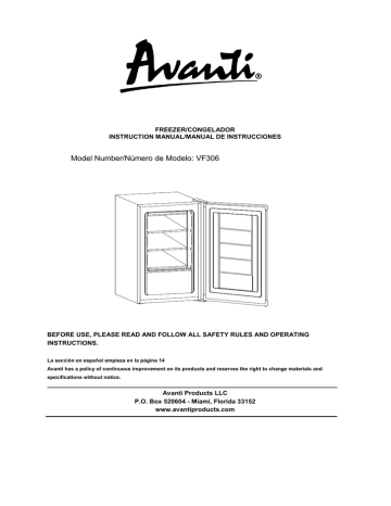 Avanti VF306 Instruction manual | Manualzz