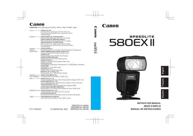 Canon 580EXII User manual Canon 580EXII User manual