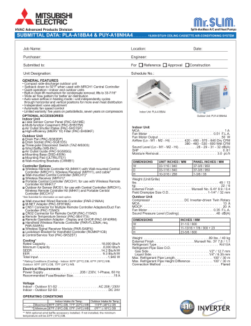 Mitsubishi Electric PLA A30BA4 User Manual Spec Sheet