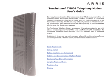 Arris Touchstone TM604 User`s guide | Manualzz