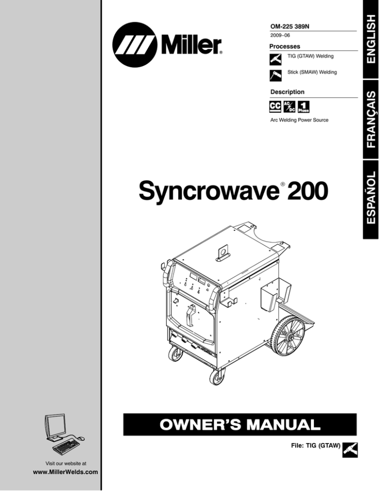 Miller Electric Syncrowave 500, LK280110L Owner's manual Miller Electric Syncrowave 500, LK280110L Owner's manual