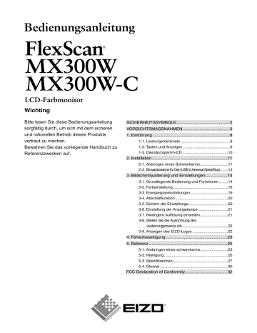 Eizo FlexScan MX300W User manual Eizo FlexScan MX300W User manual