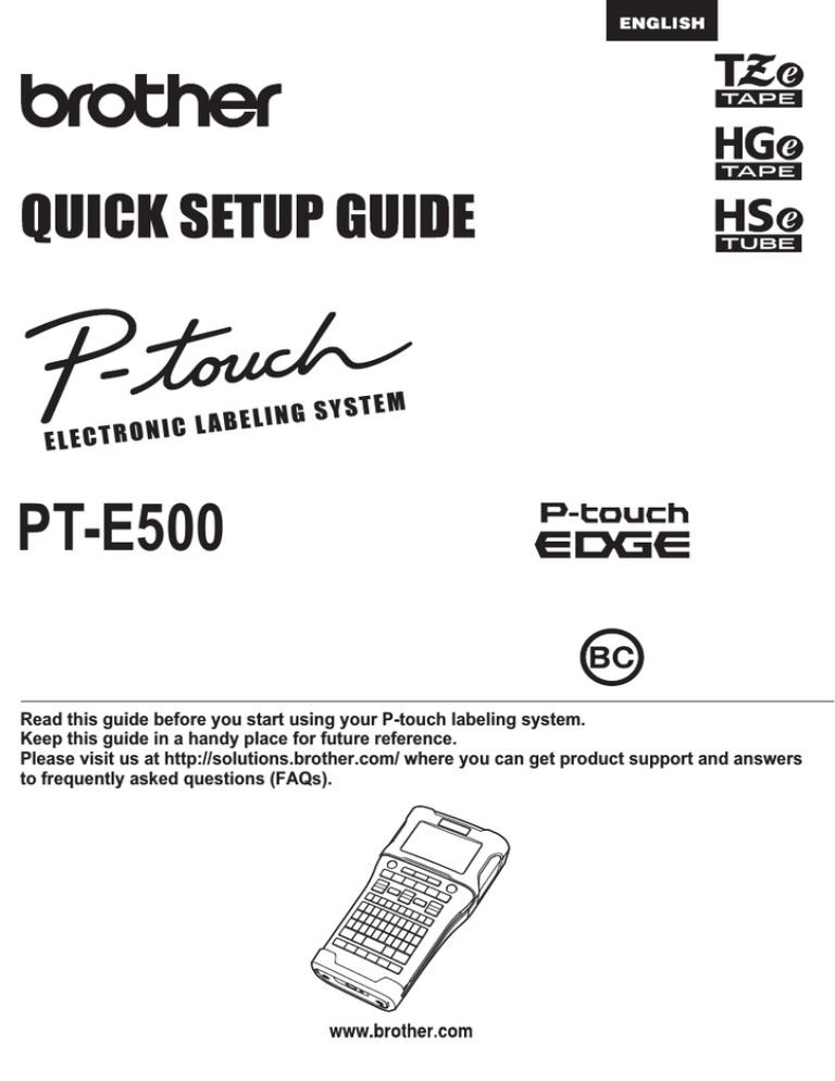 Brother PT-E500 Specification Brother PT-E500 Specification