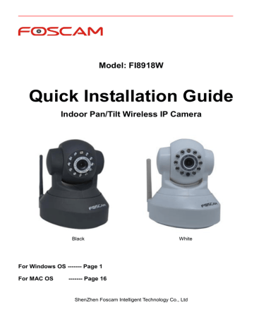 Shenzhen Foscam Intelligent technology FI8918W Installation guide | Manualzz Shenzhen Foscam Intelligent technology FI8918W Installation guide | Manualzz