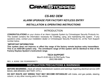 CrimeStopper CS-882.OEM Operating instructions | Manualzz