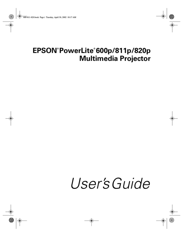 Epson PowerLite 820p, EMP-820, PowerLite 600p, PowerLite 811p User manual Epson PowerLite 820p, EMP-820, PowerLite 600p, PowerLite 811p User manual