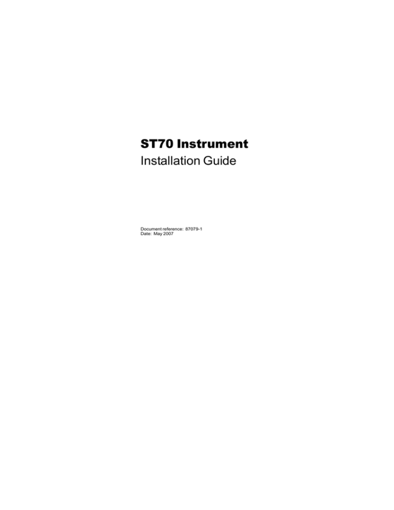 Raymarine ST70 Instrument Installation guide Raymarine ST70 Instrument Installation guide