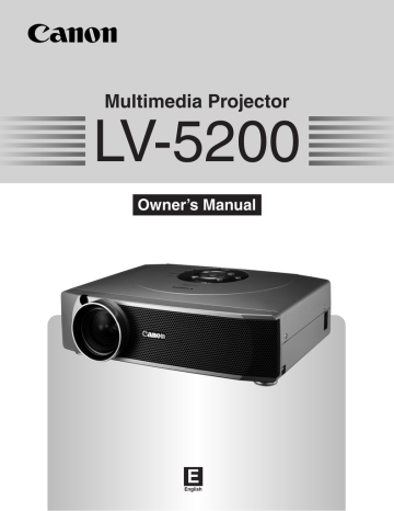 Canon LV-5200 Owner`s manual Canon LV-5200 Owner`s manual