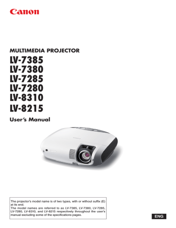 Canon LV-7280 User`s manual Canon LV-7280 User`s manual