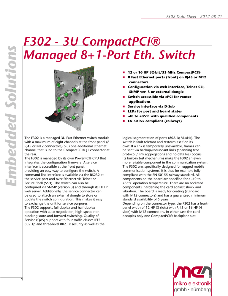 MEN Mikro Elektronik F302-3U User manual MEN Mikro Elektronik F302-3U User manual