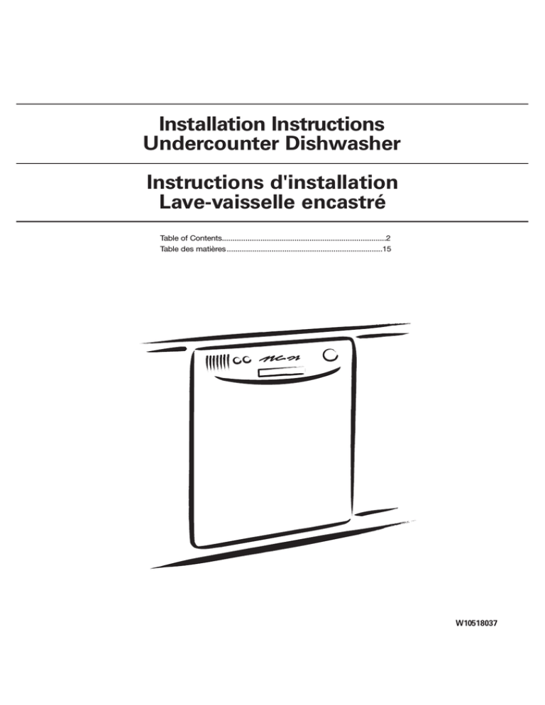 Whirlpool WDF518SAFM, WDF518SAAM Installation guide Whirlpool WDF518SAFM, WDF518SAAM Installation guide
