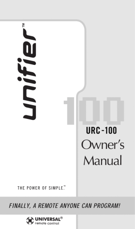 Universal Remote Control R5 Owner`s manual Universal Remote Control R5 Owner`s manual