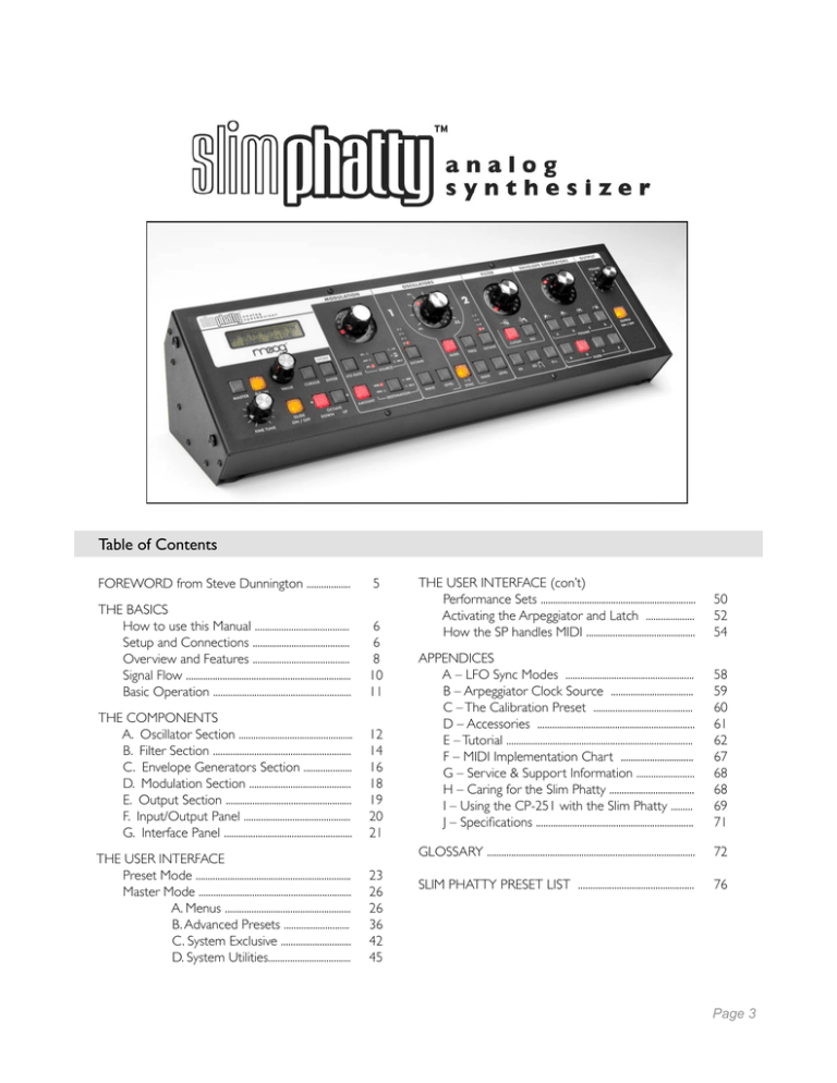 Moog slimphatty Operating instructions Moog slimphatty Operating instructions
