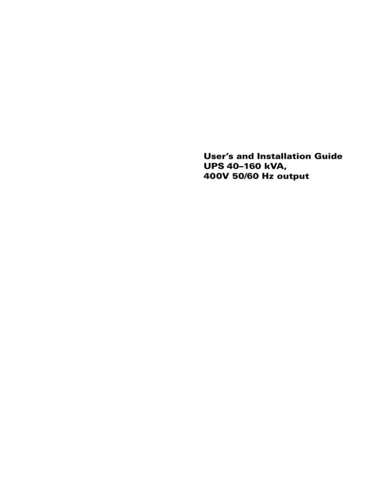 AEG 80 / 120 kVA Installation guide AEG 80 / 120 kVA Installation guide