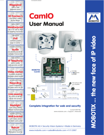 Mobotix CamIO User manual | Manualzz Mobotix CamIO User manual | Manualzz