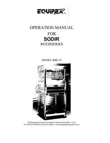 User manual | Equipex RBE-25 Operator`s manual | Manualzz