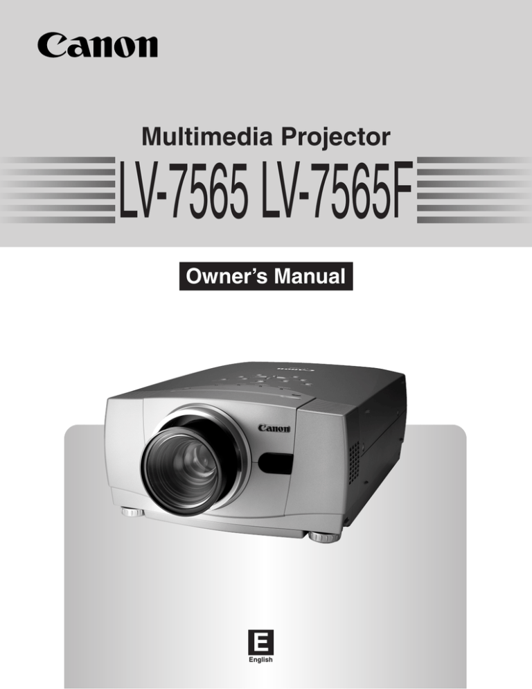 Canon LV-7565 Owner`s manual Canon LV-7565 Owner`s manual