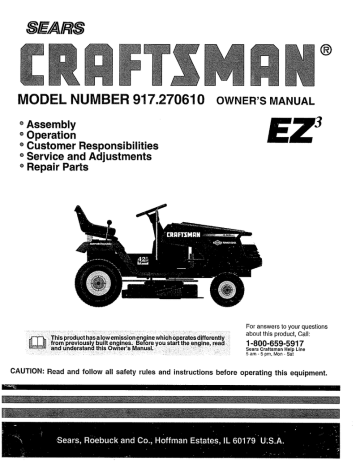 Owner's manual | Craftsman EZ3 917.270610 Owner`s manual | Manualzz