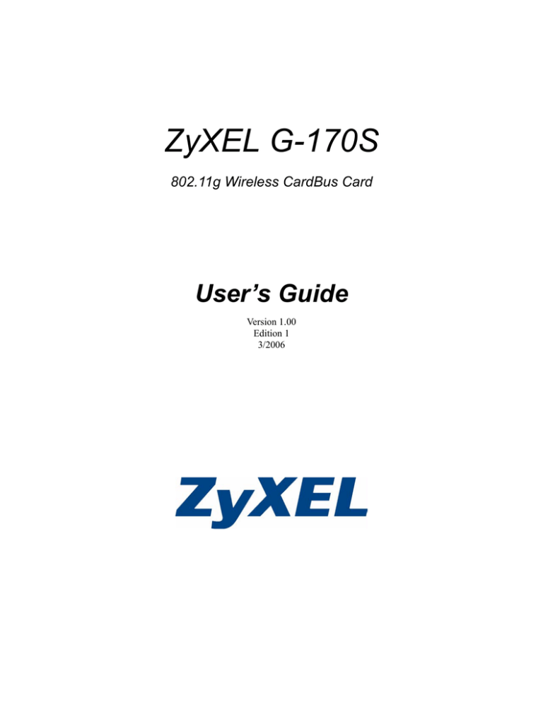 ZyXEL Communications G-170S User`s guide ZyXEL Communications G-170S User`s guide