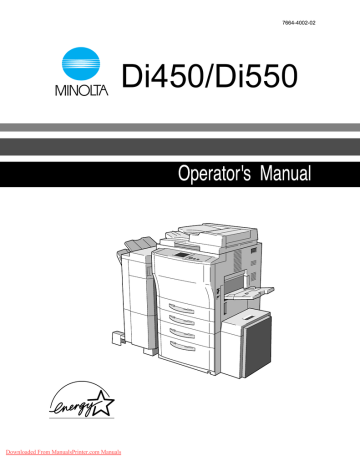 User manual | Minolta Di450 Operator`s manual | Manualzz
