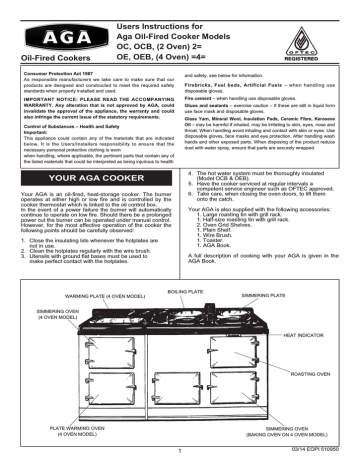 AGA 2 and 4 oven Oil user guide Owner's Manual | Manualzz