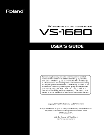 Roland VS-1680 User`s guide | Manualzz Roland VS-1680 User`s guide | Manualzz