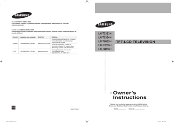 Samsung LN-T4053H Specifications Samsung LN-T4053H Specifications
