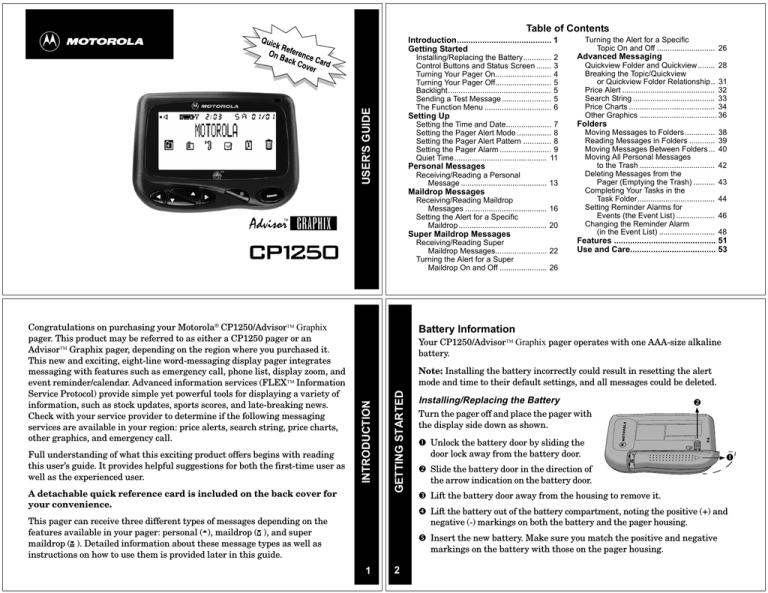 Motorola CP1250 User`s guide Motorola CP1250 User`s guide