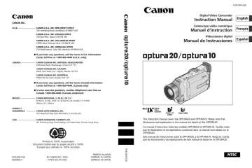 Canon optura20 Instruction manual Canon optura20 Instruction manual