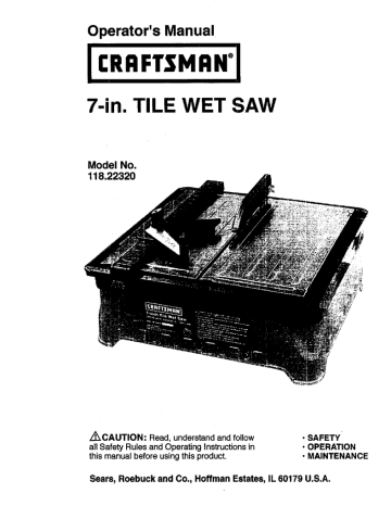 Craftsman 11822320 Saw Operator`s manual | Manualzz