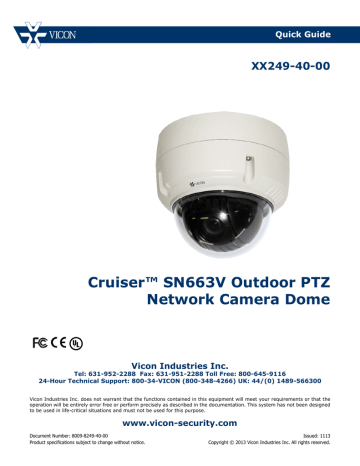Vicon Cruiser SN663V Product specifications | Manualzz Vicon Cruiser SN663V Product specifications | Manualzz