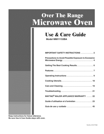 Maytag MMV1153BA Use & care guide | Manualzz