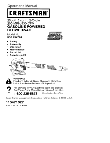 Craftsman 358.794704 Operator's Manual | Manualzz