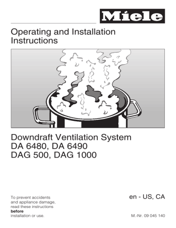 Miele DAG 1000 Operating instructions Miele DAG 1000 Operating instructions