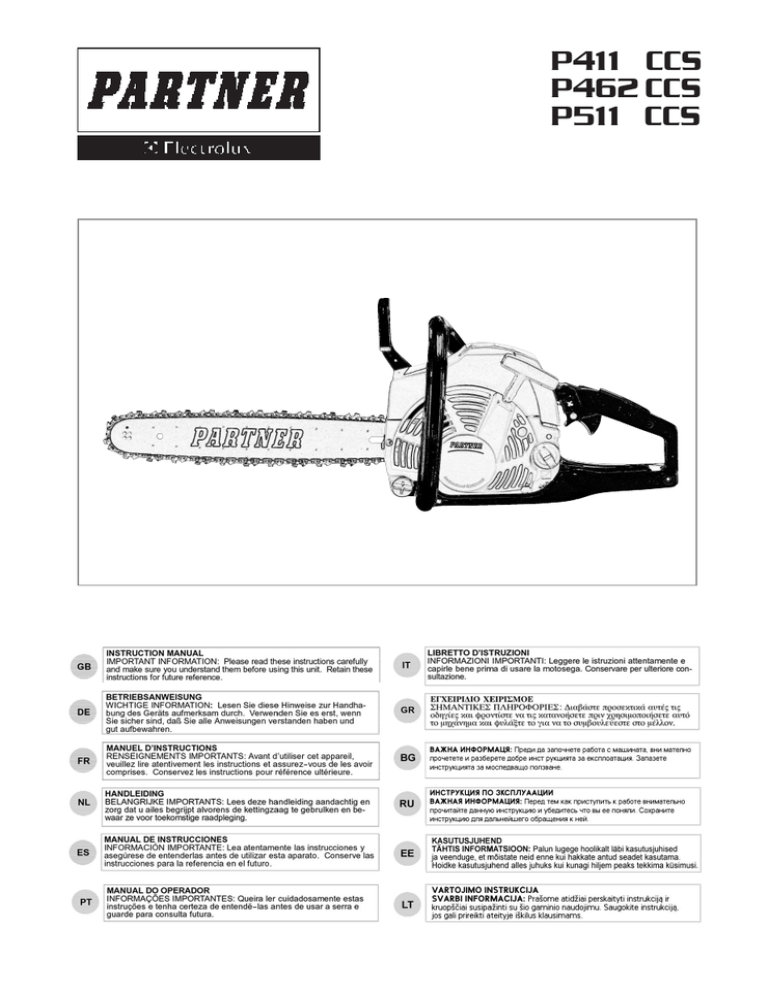 Electrolux chain saw Technical data Electrolux chain saw Technical data