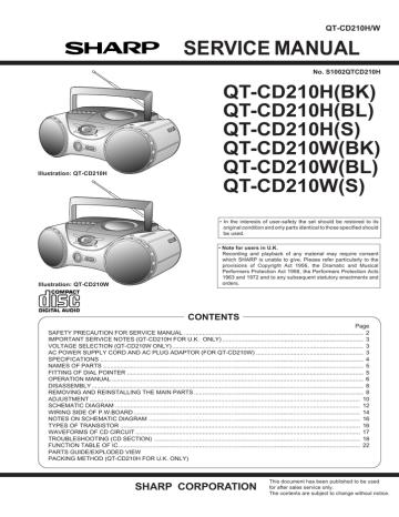 Sharp QT-CD210W(BL) Service manual Sharp QT-CD210W(BL) Service manual