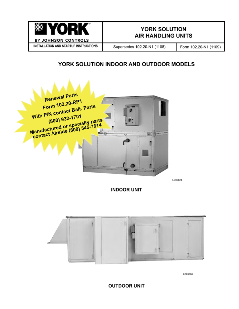 York CSA DH 036 Specifications York CSA DH 036 Specifications