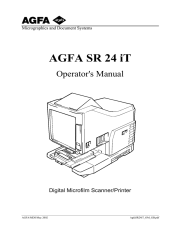 AGFA SR 24 iT Operator`s manual AGFA SR 24 iT Operator`s manual