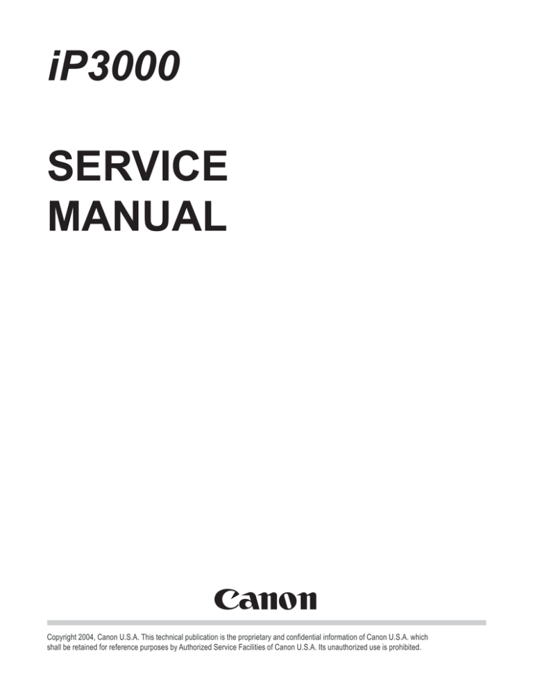 Canon IP300 Service manual Canon IP300 Service manual