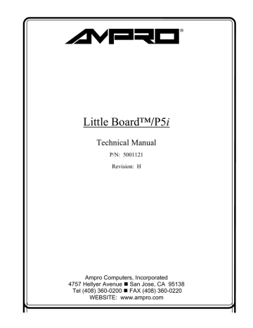 Ampro Corporation LittleBoard 550 Specifications | Manualzz Ampro Corporation LittleBoard 550 Specifications | Manualzz