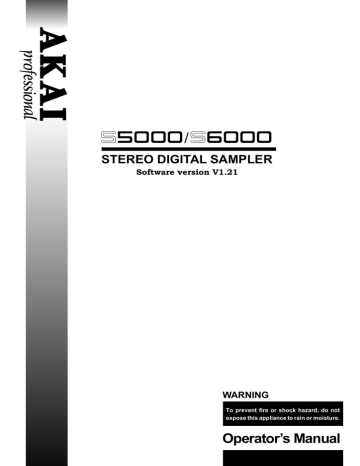 Akai S5000 Operator`s manual Akai S5000 Operator`s manual