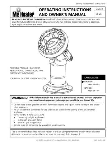 Enerco Mr. Heater MH4B Operating instructions | Manualzz