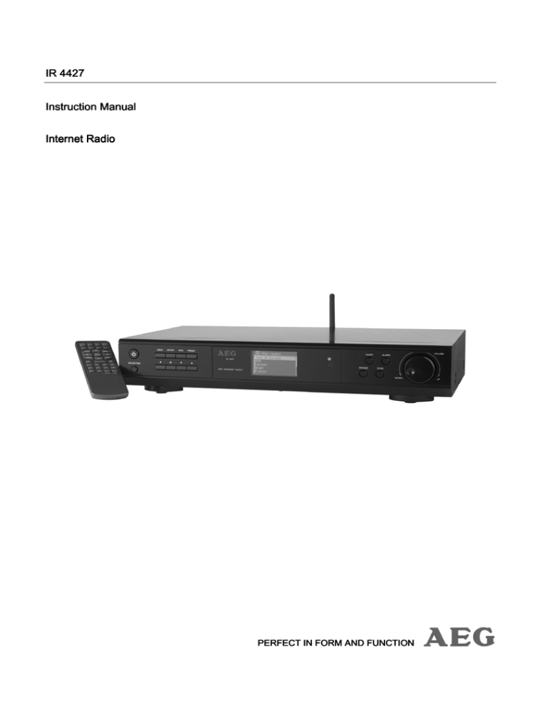 AEG IR 4427 Instruction manual AEG IR 4427 Instruction manual