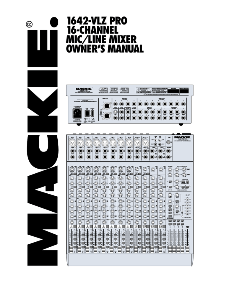 Mackie 1642-VLZ PRO Owner`s manual Mackie 1642-VLZ PRO Owner`s manual
