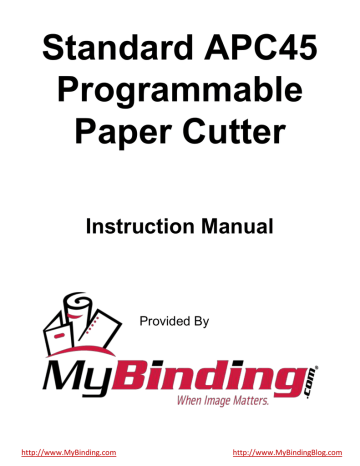MyBinding Standard APC45 Programmable Instruction manual | Manualzz
