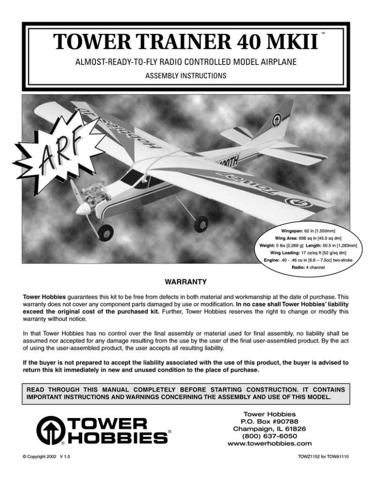 Value Hobby AVIATOR 25 ARF Instruction manual Value Hobby AVIATOR 25 ARF Instruction manual