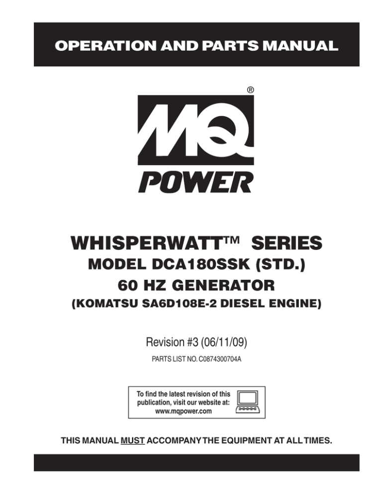 MULTIQUIP DCA180SSK Specifications MULTIQUIP DCA180SSK Specifications